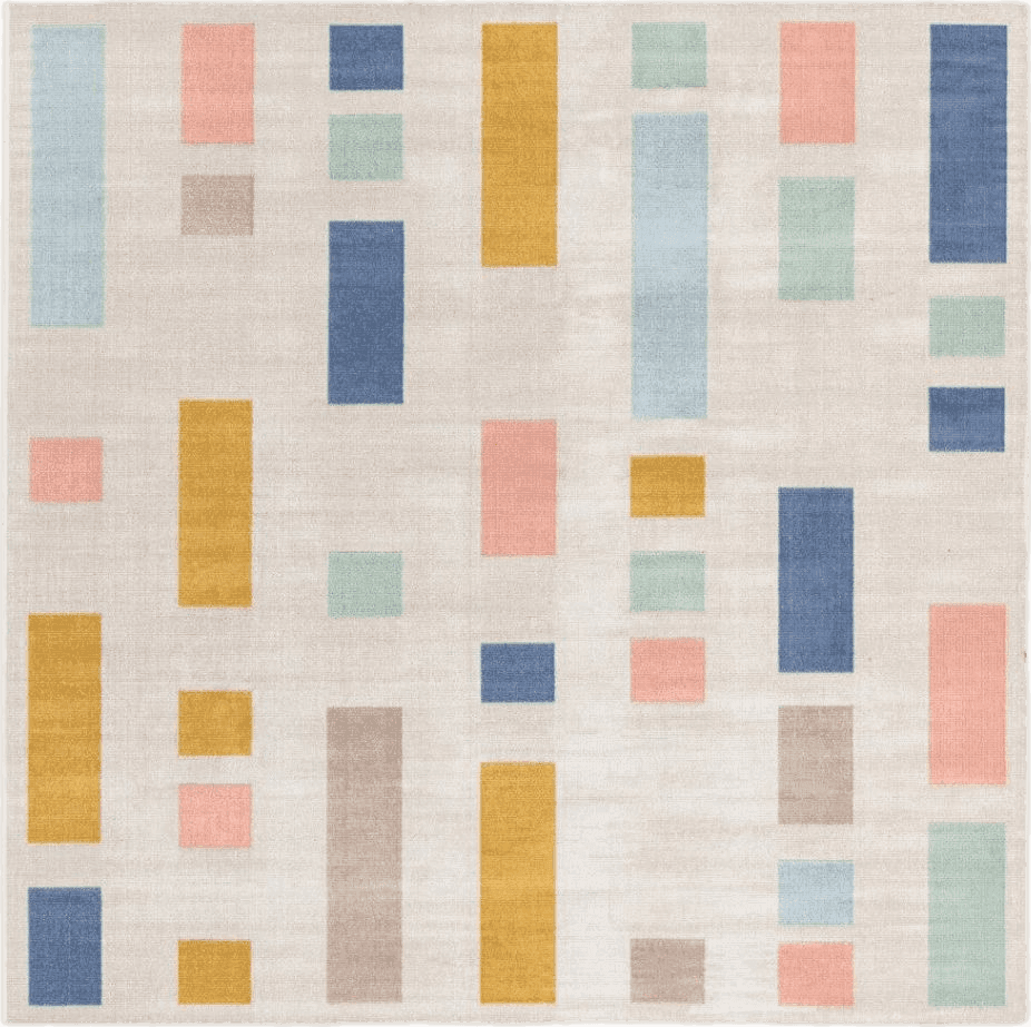 Geometric Yellow Mccaleb Geometric Beige Area Rug George Oliver Rug Size: Square 6'1"