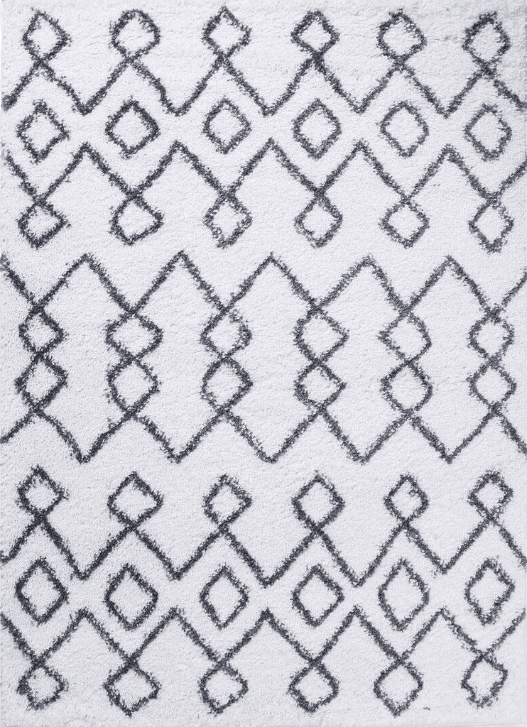 Area White 8x10 Claar Boho Geometric Diamonds Indoor Plush Shag Area Rug Mistana Rug Size ...