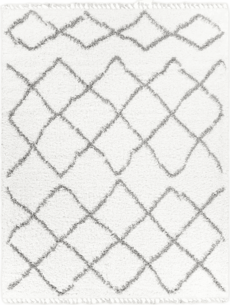 Area White 8x10 Beahm Geometric Shag Gray Area Rug Gracie Oaks Rug Size: Rectangle 7'10" x 10'