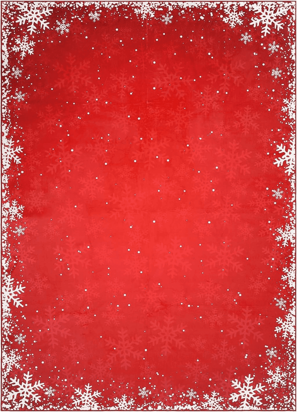 RUGSREAL Christmas Snowflake Area Rug Red Boho Area Rug Non-Slip Indoor Floor Carpet Washable Xmas Decorative Throw Rug Small Merry Christmas Rug for Bedroom Living Room Kitchen Nursery, Red 3' x 5'