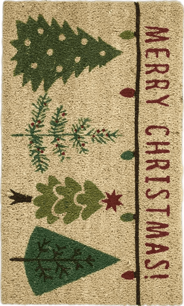 Outdoor Green DII Outdoor Christmas Door Mat Collection Decorative Holiday Doormat, Front Porch Décor, 17x29, Merry Trees