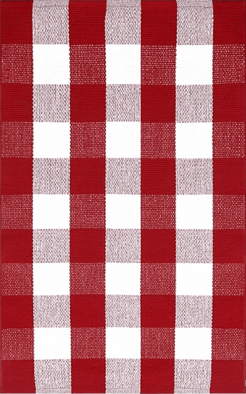 Checkered Kitchen Red Ckorzen Red and White Plaid Rug, 28" x 43" Christmas Outdoor Front Door Decor Mat, Cotton Hand-Woven Washable Rug for Layered Door Mats Carpet for Porch, Entryway