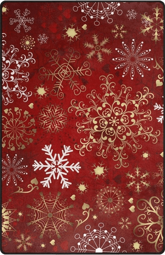 SUABO Christmas Area Rug, Red Snowflakes Non Slip Area Rug Nursery Rug Floor Mats Carpet for Living Dinning Room Bedroom Kitchen 3'x5'