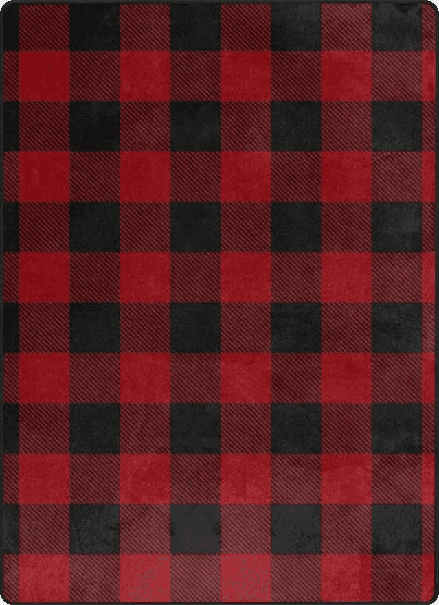 Christmas 5x8 9CH Red Black Buffalo Plaid Rug 7' x 5', Christmas Area Rugs Non-Slip, Red Buffalo Check Rugs Carpet for Kitchen Living Room Bedroom