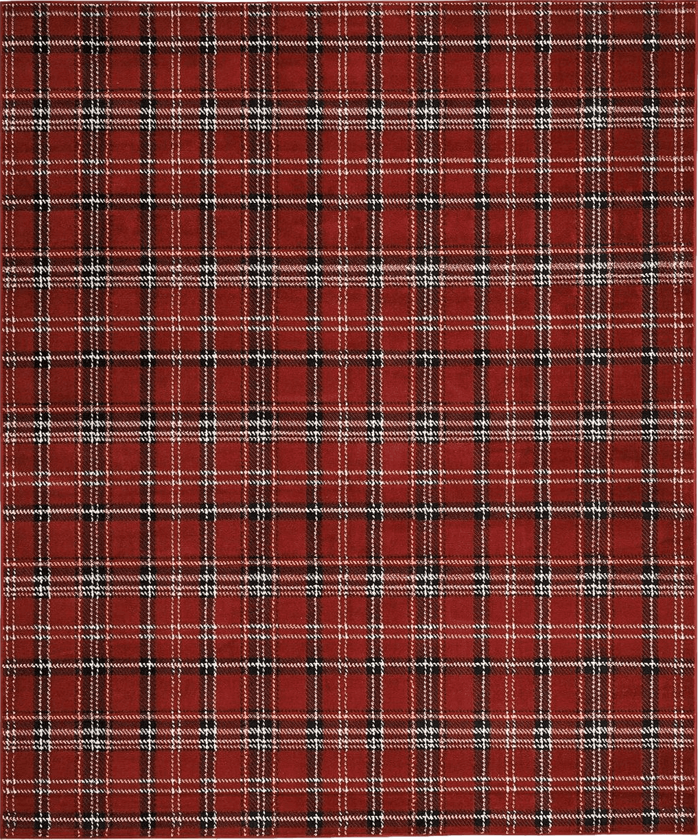 Nourison Grafix Red 7'10" x 9'10" Area -Rug, Modern, Plaid, Bed Room, Living Room, Dining Room, Kitchen, Easy -Cleaning, Non Shedding, (8' x 10')