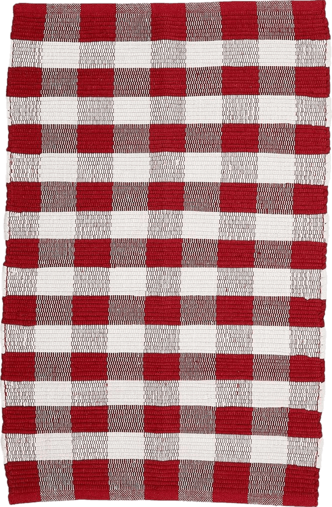 Checkered Kitchen Red DII Buffalo Check Rug Collection, Hand Dyed Reversible Chindi Rug, 26x40, Red