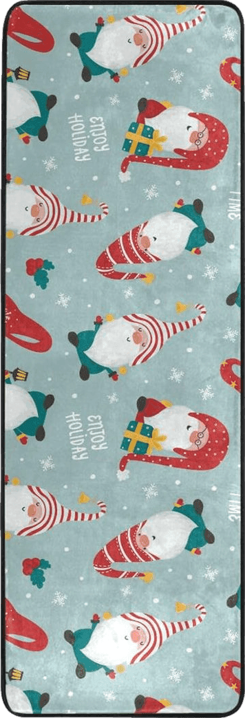 Christmas Pattern Gnomes Runner Rugs for Hallway Kitchen, Enjoy Holiday Washable Area Rug Non-Shedding Kitchen Mat Entry Carpet for Living Dining Playroom Nursery Laundry Bedside