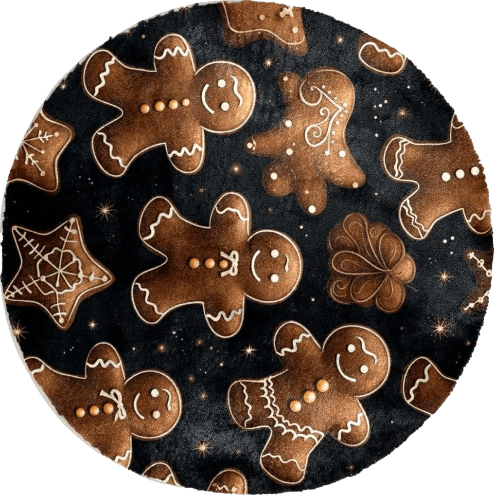 Christmas Gingerbread Man Soft Round Rug, Fluffy Furry Circle Rug for Teens Kids Baby Girls Boys Room,Fuzzy Plush Circular Carpet Dorm,Bedroom,Nursery Room Home Decor