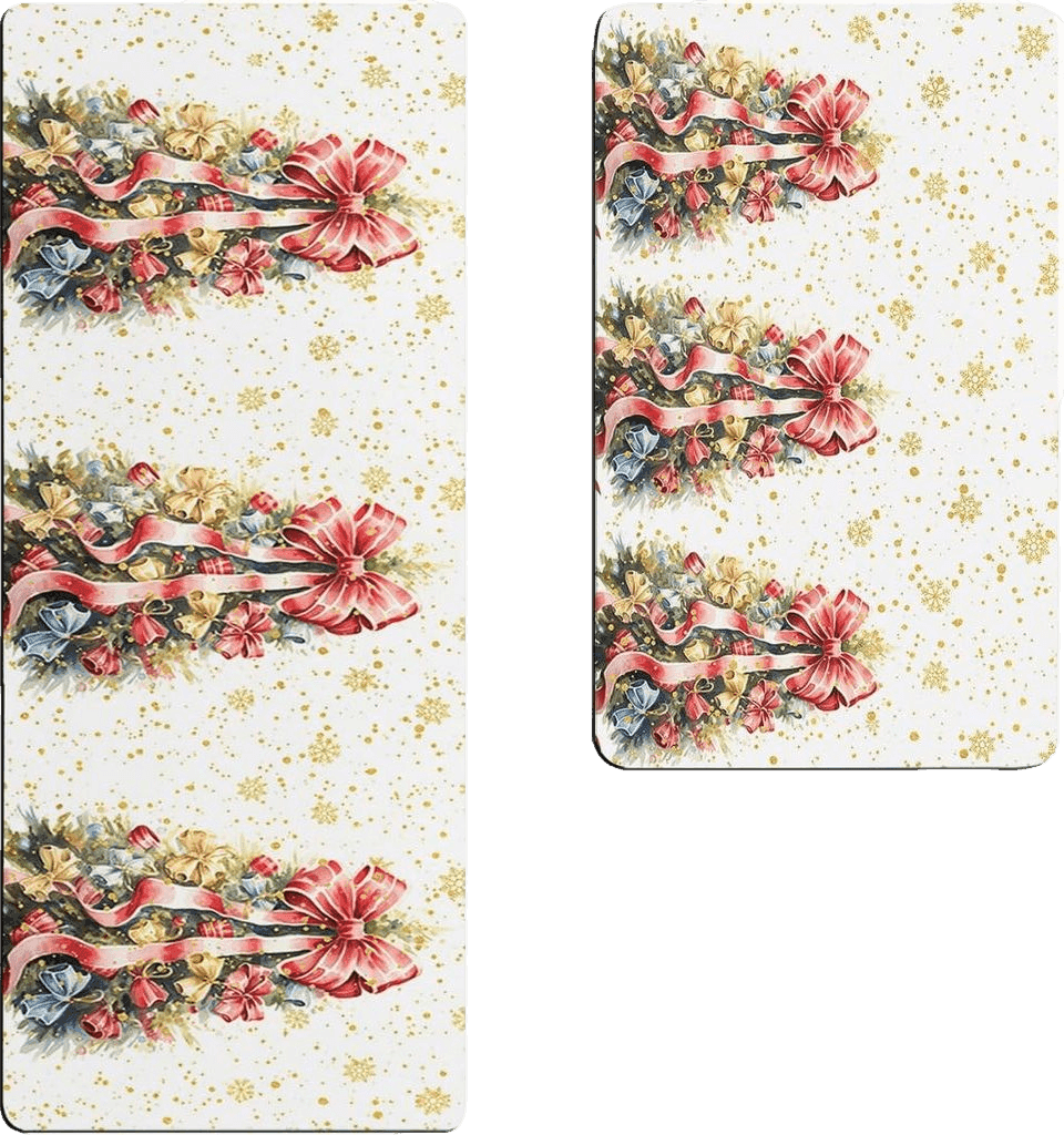 Kitchen Rugs Merry Christmas Gold Snowflake Watercolor Bow Kitchen Runner Rugs Set of 2 Non Skid Bath Mats Set Absorbent Carpet Diatomaceous Floor Mat Standing Mat for Office, Sink, Laundry