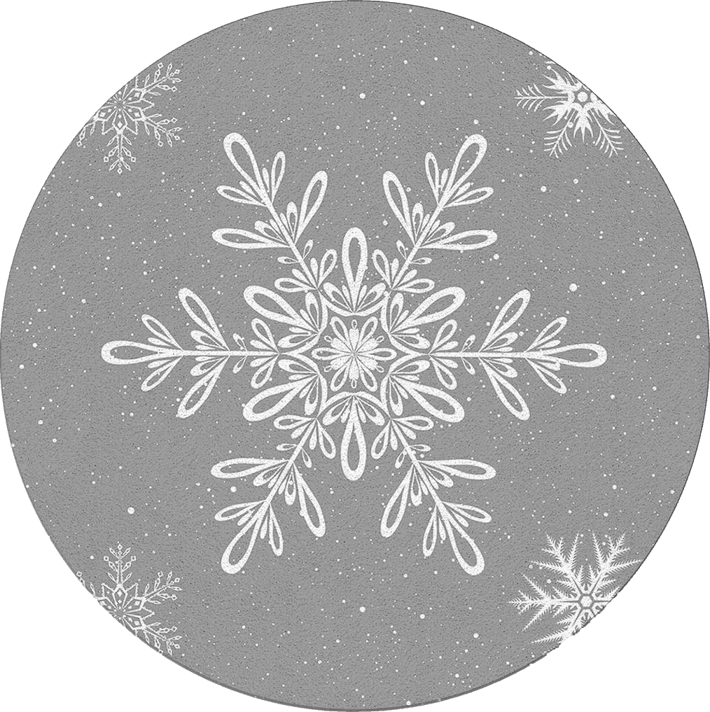 Outdoor All Rounds/Square Christmas Snowflake Round Area Rug 3.3ft,Washable Outdoor Indoor Carpet Runner Rug for Bedroom,Kitchen,Bathroom,Living/Dining/Laundry Room,Office,Area+Rug Bath Door Mat Winter Watercolor Grey