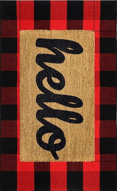 EARTHALL Buffalo Plaid Outdoor Rug Red 27.5 x 43 Inches Cotton Hand-Woven Checkered Front Door Mat, Washable Red Outdoor Rugs Carpets for Layered Door Mats Porch/Front Porch/Farmhouse Red and Black