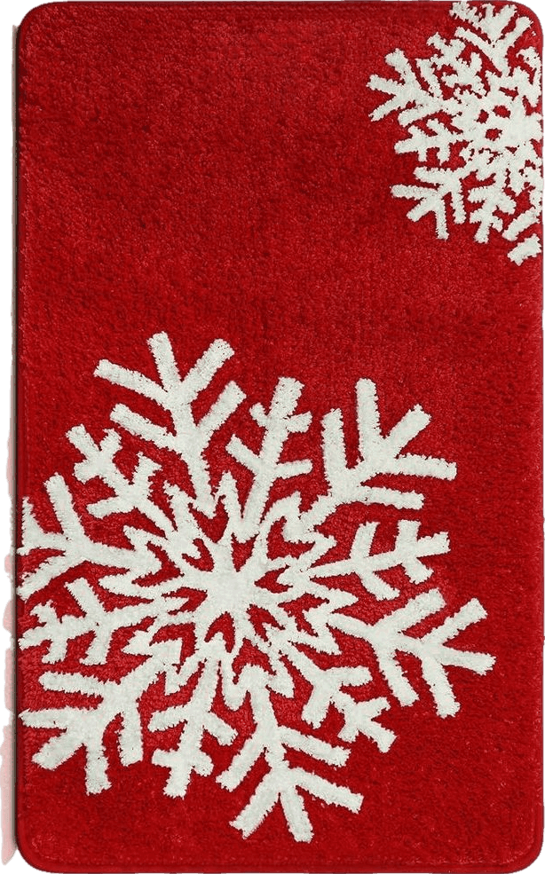 Ceenna Christmas Bathroom Decor Washable Red Bathroom Rugs Water Absorbent Non Slip Funny Bath Rug with White Snowflake Patterns for Bathroom Shower Kids Indoor Home 17 x 29 Inch