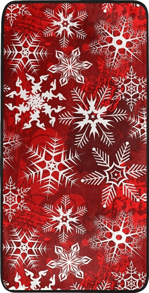 Disney Christmas Rug Kitchen Rugs Runner Christmas Red Pattern with Snowflakes Flower Doormat Bath Rugs Non Slip Area Rugs for Bathroom Kitchen Indoor 39" X 20"