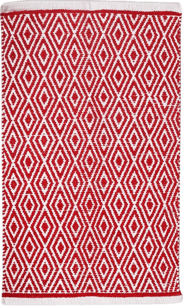 Bedroom Red THE BEER VALLEY Cotton Diamond Rug 21x34 Inches - Red, Reversible Machine Washable Accent Rugs for Bedroom, Kitchen, Entryway, Bathroom