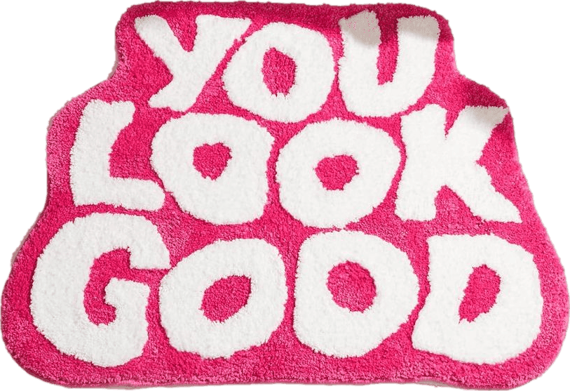 Christmas Pink DyeFury ???????????????????? ????????" ????????????" You Look Good Bath Mat Hot Pink,Cute Bathroom Rugs for Girls Fun Funny Funky Cool Rug Bedroom Pink Preppy Bathroom Decor Hello Beautiful Gorgeous Bath Rugs for Women