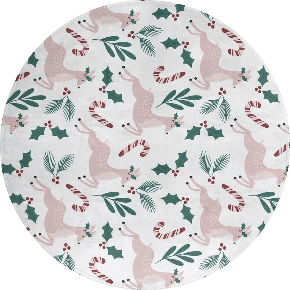 Christmas Pink NAWFIVE Christmas Pink Reindeer 3Ft Round Rug Non-Slip Winter Plant Soft Throw Area Rugs,Floor Carpet Mat for Bedroom Living Room Kitchen