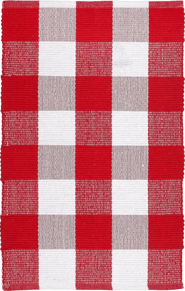 Checkered Kitchen Red Buffalo Plaid Rug for Living Room 24x36 inch- Red White, Kitchen Rug,Entry Way Rug, Door Rug, Area Rug, Farmhouse Bath Room Rug, Buffalo Check Rug, Woven Rag Rug, 2x3 Rug,Reversible Rug Cotton