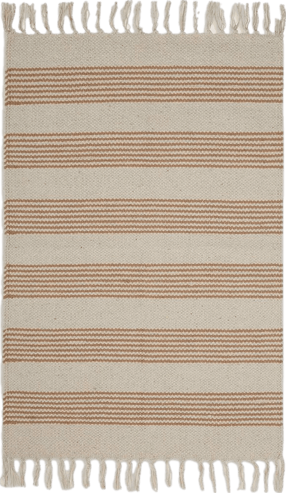 Christmas DII Woven Rugs Collection Hand-Loomed with Fringe, 2x3', Stone Ticking Stripe