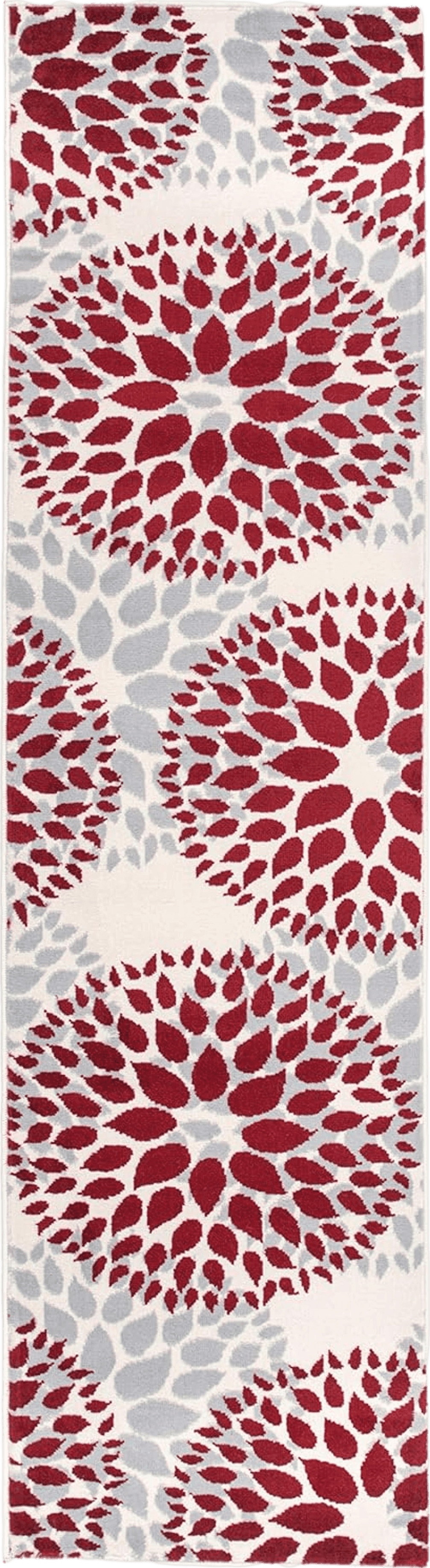 Bedroom Red Rugshop Modern Floral Circles Design for Living Room,Bedroom,Home Office,Kitchen Non Shedding Runner Rug 2' x 10' Red