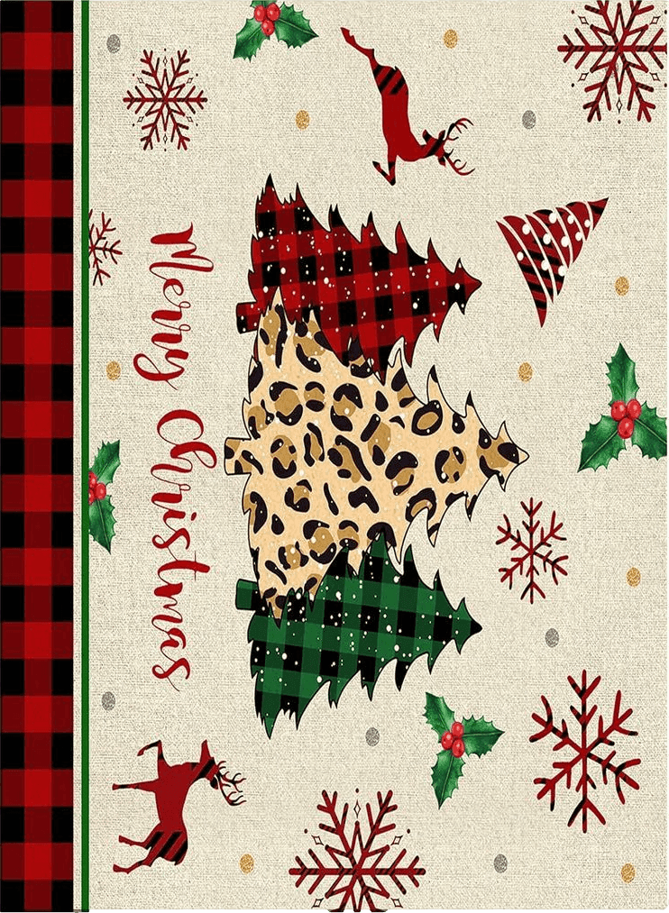 Area Rug, Elk Deer Winter Snowflake Christmas Buffalo Plaid Xmas Tree Area Rug, Living Room Rugs, Area Rugs for Bedroom Decor&Living Room Decor, Carpet 2x3ft Bedroom Rug, Rugs for Living Room