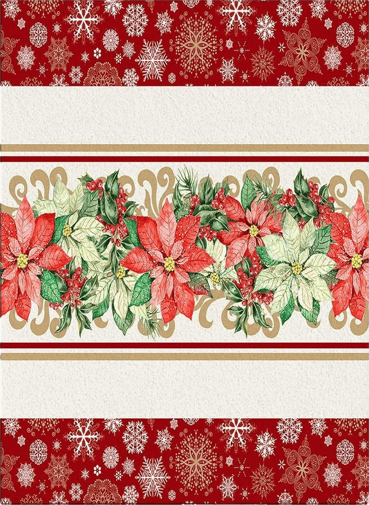 Christmas 2' x 3' Area Rug, Christmas Non-Skid Rubber Backing Large Rectangle Rugs - Living Room Bedroom Home Office Xmas Poinsettia Green Leaf Berry Red Snowflake Indoor Floor Mat Carpets