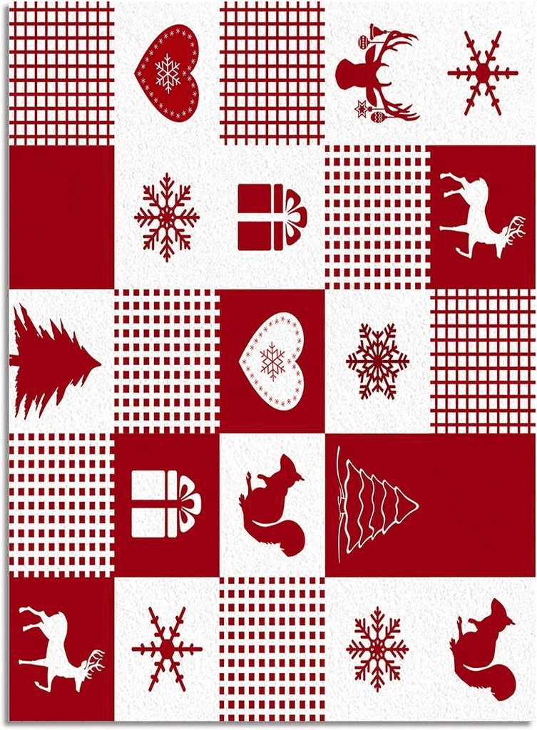 Area Rug, Reindeer Christmas Rug, 2x3 Feet Rugs for Living Room Bedroom Kids Room Kids Room Nursery Classroom, Non-Slip Comrft Carpet Washable Rug