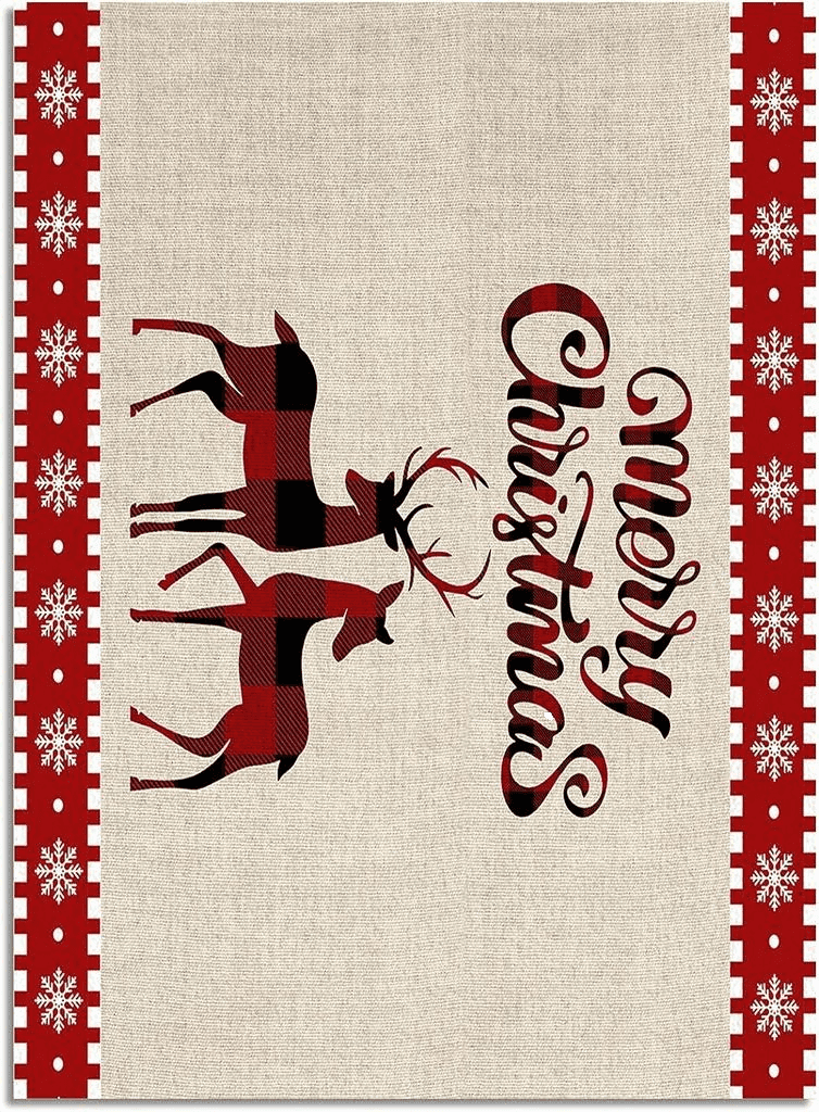 Area Rug, Winter Snowflake Elk Reindeer Red Buffalo Plaid Merry Christmas Rug, 2x3 Feet Rugs for Living Room Bedroom Kids Room Kids Room Nursery Classroom, Non-Slip Comrft Carpet Washable Rug