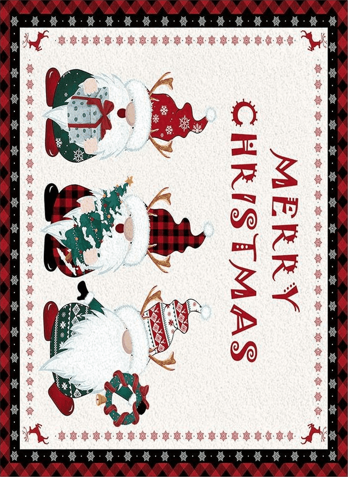 Area Rug, Merry Christmas Santa Claus with Xmas Trees Wreath and Gifts Rug, 2x3 Feet Rugs for Living Room Bedroom Kids Room Kids Room Nursery Classroom, Non-Slip Comrft Carpet Washable Rug