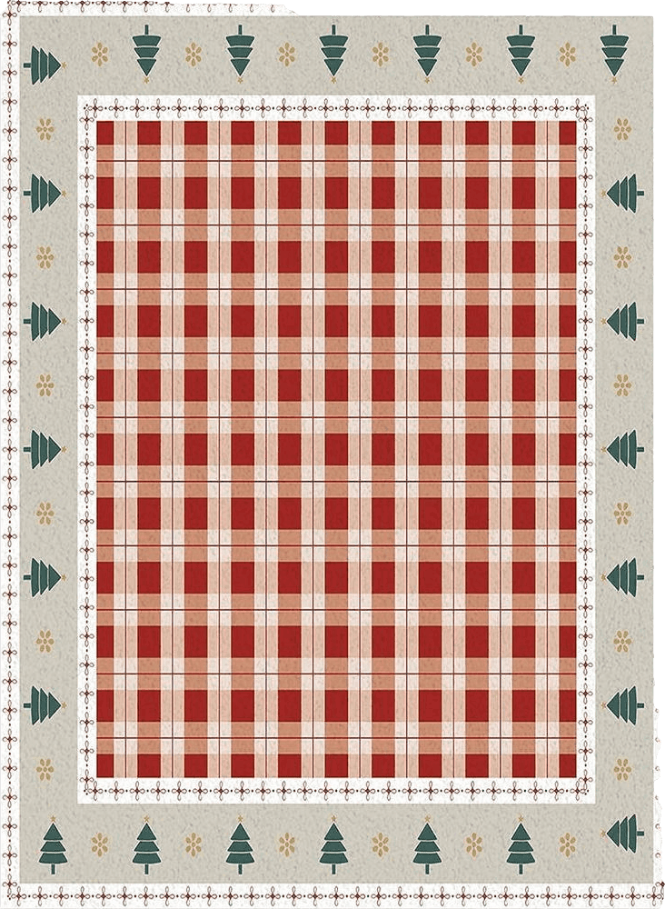 Area Rug, Merry Christmas Xmas Trees on Red Buffalo Check Plaid Rug, 2x3 Feet Rugs for Living Room Bedroom Kids Room Kids Room Nursery Classroom, Non-Slip Comrft Carpet Washable Rug