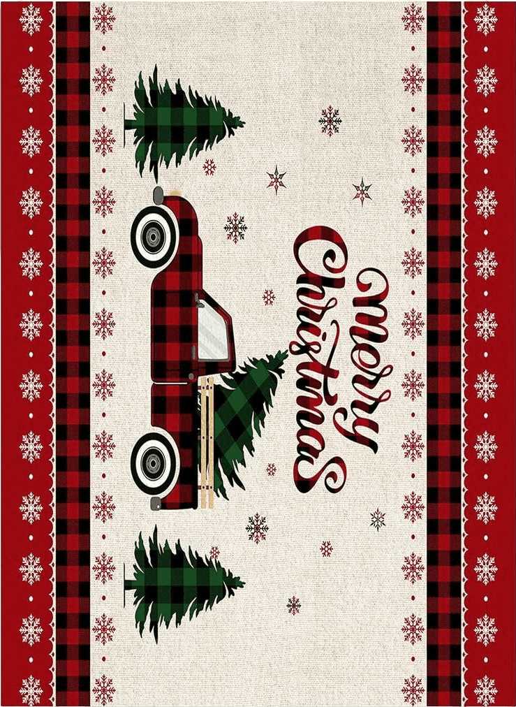 Area Rug, Red Buffalo Plaid Snowflake Red Truck with Xmas Tree Christmas Area Rug, Living Room Rugs, Area Rugs for Bedroom Decor&Living Room Decor, Carpet 2x3ft Bedroom Rug, Rugs for Living Room