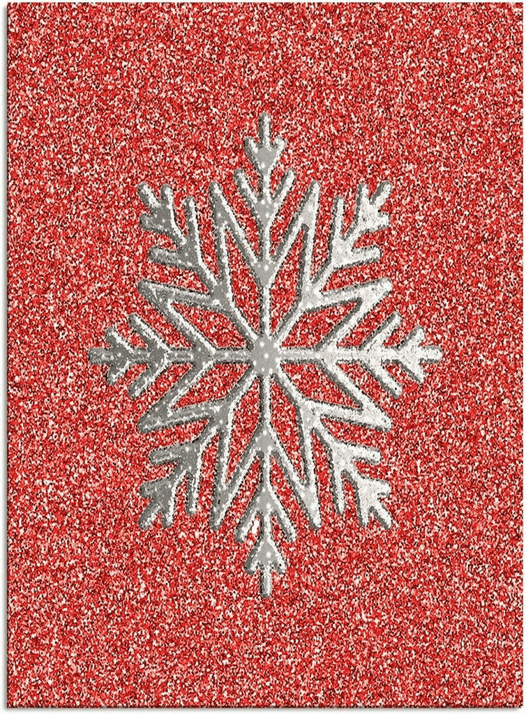 OComster Christmas Rectangle Shape Large Area Rugs - 2 x 3 Feet Winter Xmas White Snowflake Red Ombre Shiny - (Non-Woven + Rubber) Low File Floor Mat