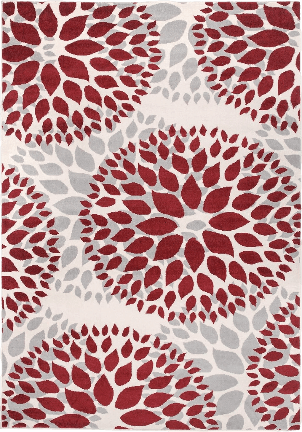 Rugshop Modern Floral Circles Design for Living Room,Bedroom,Home Office,Kitchen Non Shedding Area Rug 5' x 7' Red