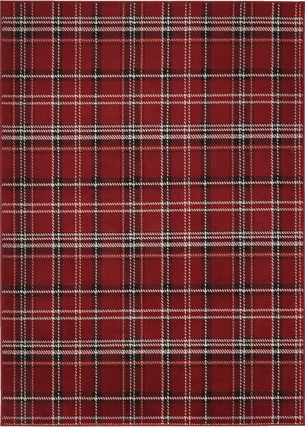 Nourison Grafix Red 5'3" x 7'3" Area -Rug, Modern, Plaid, Bed Room, Living Room, Dining Room, Kitchen, Easy -Cleaning, Non Shedding, (5' x 7')