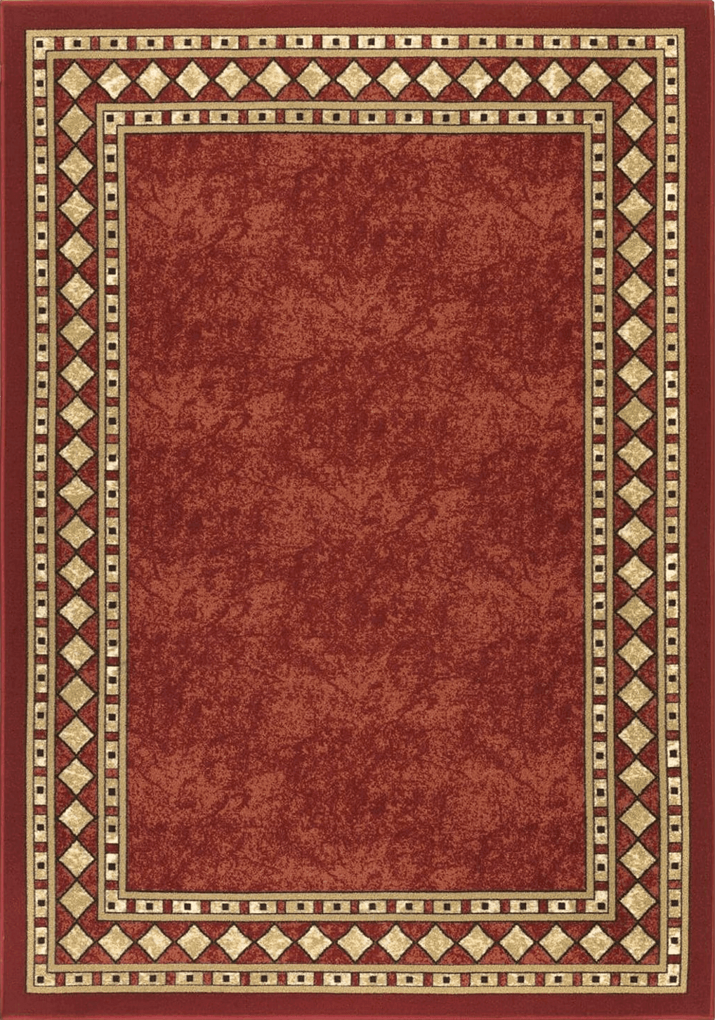 Antep Rugs Alfombras Modern Bordered 8x10 Non-Skid (Non-Slip) Low Profile Pile Rubber Backing Indoor Area Rugs (Maroon Beige, 7'10" x 10')