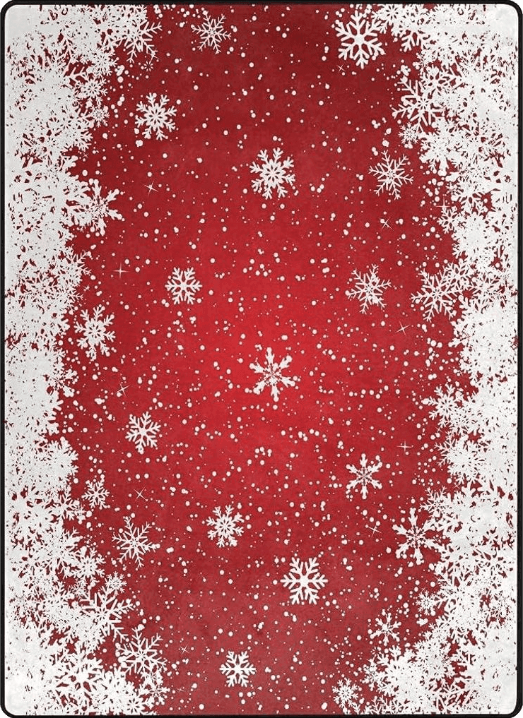 Christmas Red ALAZA White Snowflake Red Christmas Non Slip Area Rug 4' x 5' for Living Dinning Room Bedroom Kitchen Hallway Office Modern Home Decorative