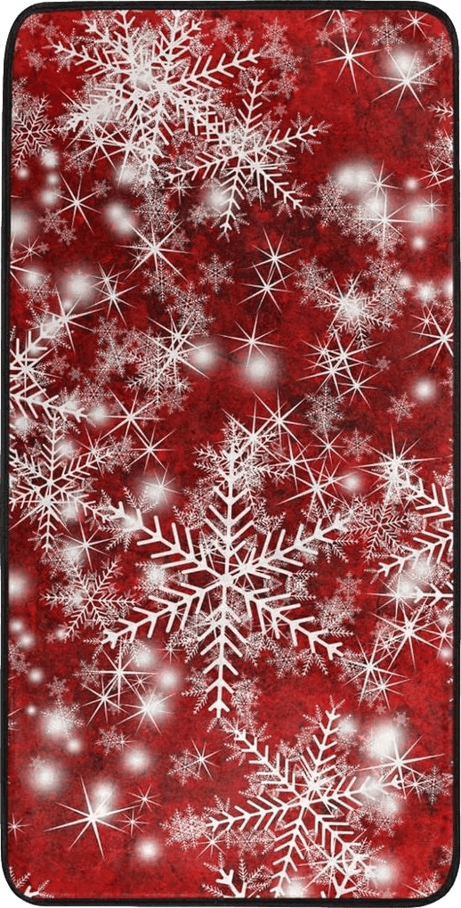 Disney Christmas Rug Kitchen Rugs Runner Christmas Background with Snowflakes Red Doormat Bath Rugs Non Slip Area Rugs for Bathroom Kitchen Indoor 39" X 20"