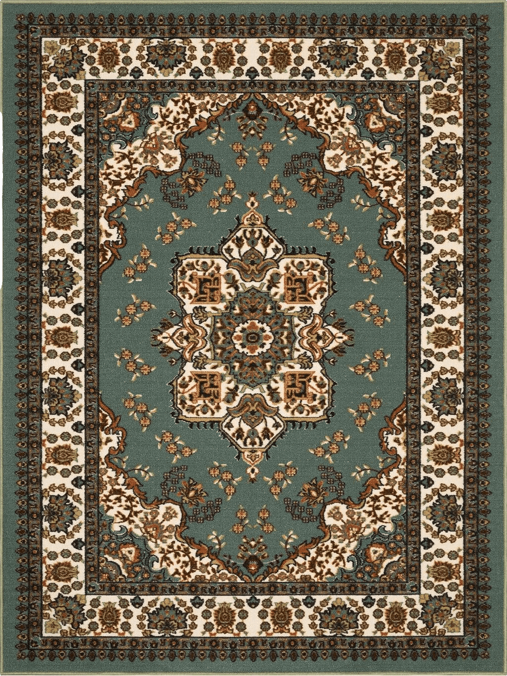 Antep Rugs Alfombras Oriental Traditional 2x4 Non-Skid (Non-Slip) Low Profile Pile Rubber Backing Kitchen Area Rugs (Green, 2'3" x 4')