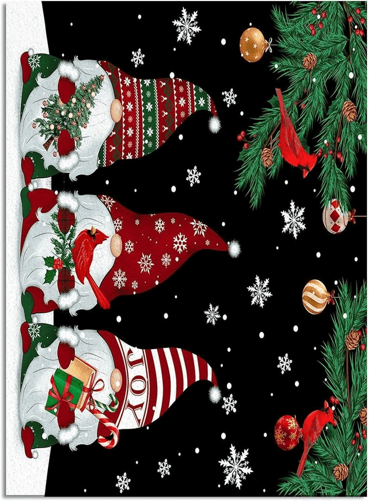 Area Rug 2x3 Feet, Xmas Tree Cardinals Snowflake Christmas Gnome Rug, Rugs for Living Room Decor Bedroom Decor Kids Room, Non-Slip Living Room Rugs, Comrft Carpet Washable Rug