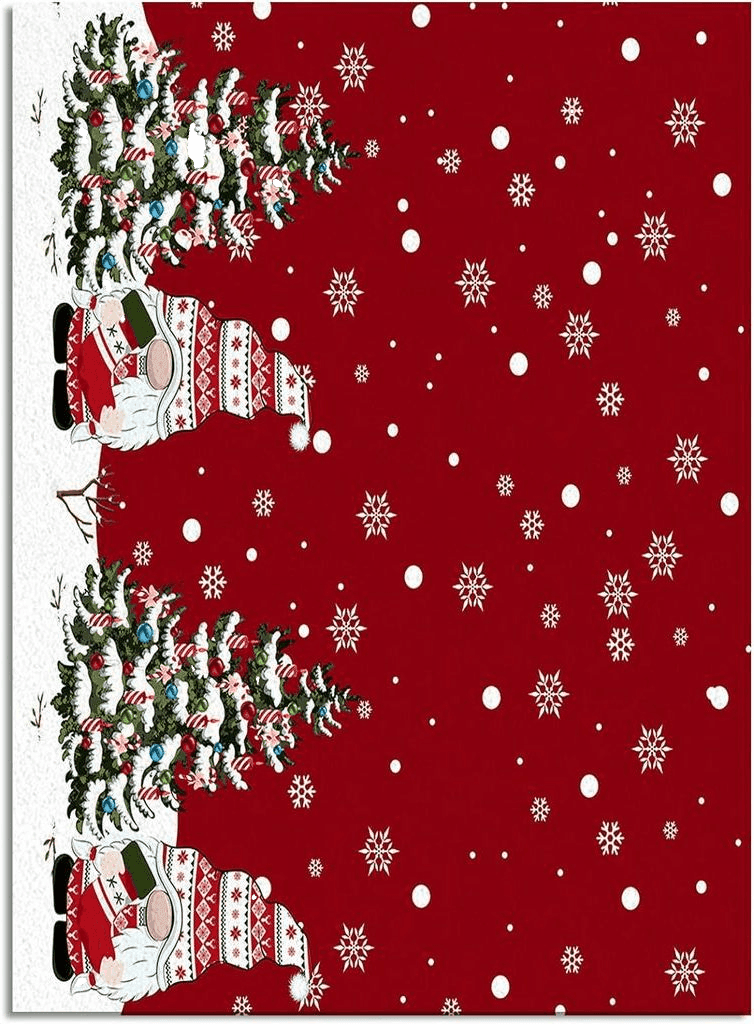 Area Rug 2x3 Feet, Snowflake Xmas Tree Gnome Christmas Rug, Rugs for Living Room Decor Bedroom Decor Kids Room, Non-Slip Living Room Rugs, Comrft Carpet Washable Rug