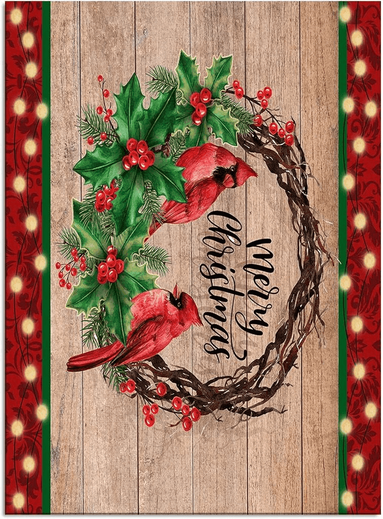 Area Rug, Red Wood Grain Berry Merry Christmas Poinsettia Cardinals Area Rug, Living Room Rugs, Area Rugs for Bedroom Decor&Living Room Decor, Carpet 2x3ft Bedroom Rug, Rugs for Living Room