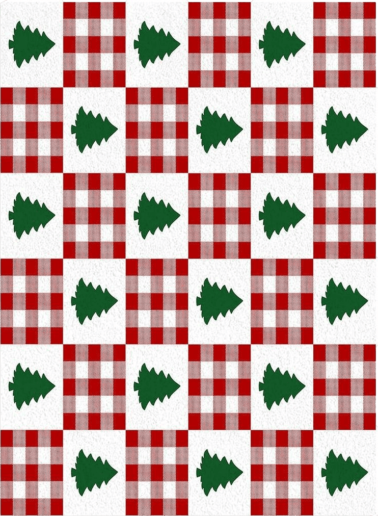 Area Rugs Non-Slip Washable Rug Green Christmas Tree and Red Plaid Indoor Rug Rubber Backing Floor Mats Home Decor Carpet for Living Room Dining Room Non Shedding 2x3 Ft