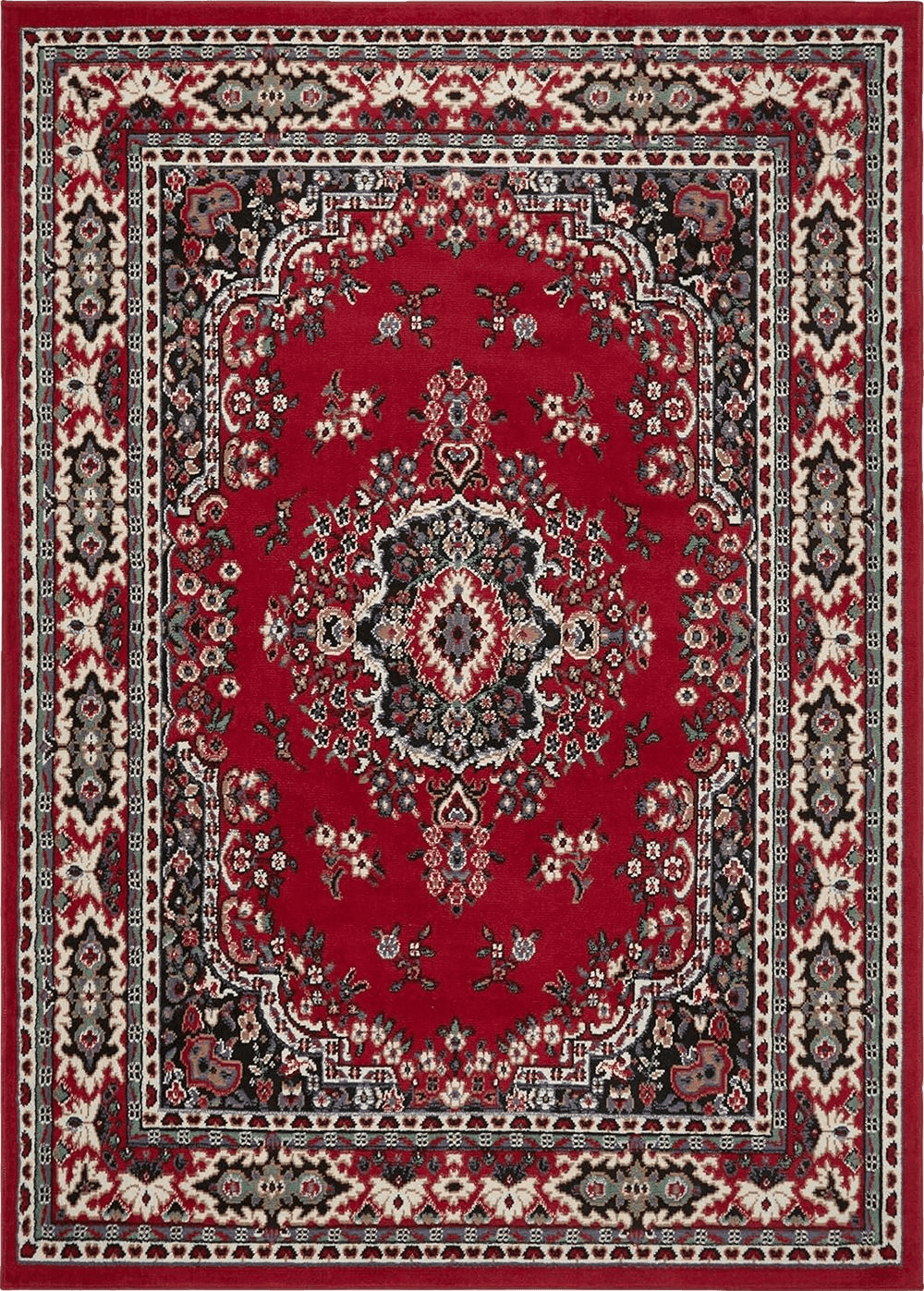 Home Dynamix Premium Sakarya Traditional Medallion Border Area Rug, Claret, 5'2"x7'4" Rectangle