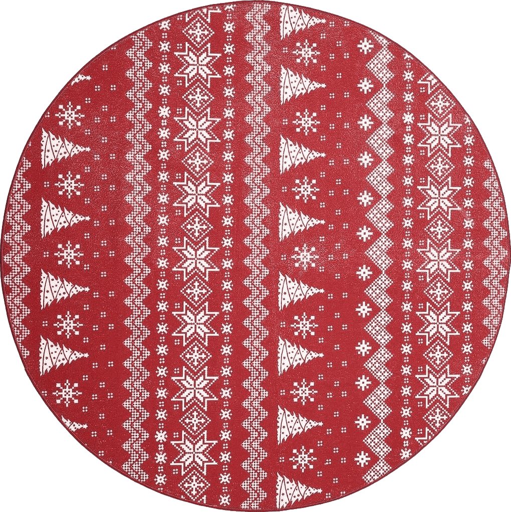 Christmas Round Area Rugs Collection 3', Winter Xmas Pine Tree Snowman Red  Snowflakes Non Slip Indoor Circular Throw Runner Rug Floor Mat Carpet for