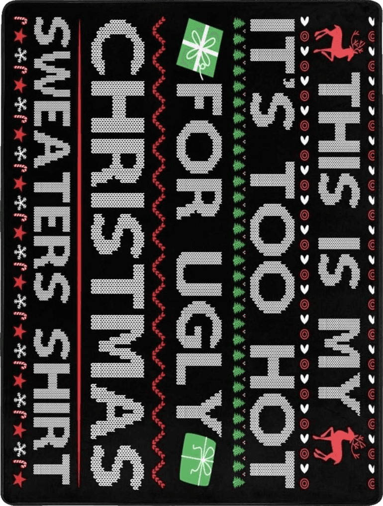 LIICHEES This is My Its Too Hot for Ugly Christmas Sweaters Shirt Area Rug 63x48in Washable Rugs for Living Room Bedroom Large Rug Indoor Decorative Carpet Yoga Mat