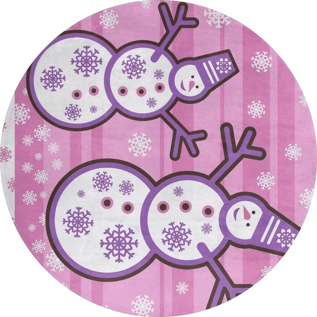 NAWFIVE Round Rug-3Ft Christmas Snowmen Snowflakes Living Room Area Rug Circle Rugs Xmas Winter Pink Soft Bedroom Mat,Round Carpet for Nursery Dorm Family Room