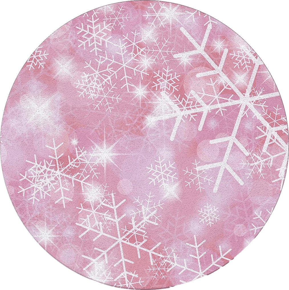 Christmas Pink Christmas Snowflake Round Area Rug 3.3ft,Washable Outdoor Indoor Carpet Runner Rug for Bedroom,Kitchen,Bathroom,Living/Dining/Laundry Room,Office,Area+Rug Bath Door Mat Gradient Marble Blush Pink