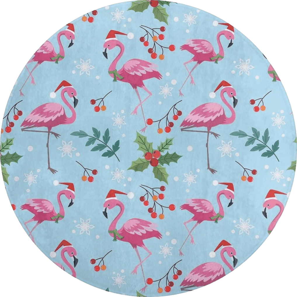 Christmas Pink NAWFIVE Christmas Pink Flamingos 3Ft Round Rug Non-Slip Winter Xmas Birds Soft Throw Area Rugs,Floor Carpet Mat for Bedroom Living Room Kitchen