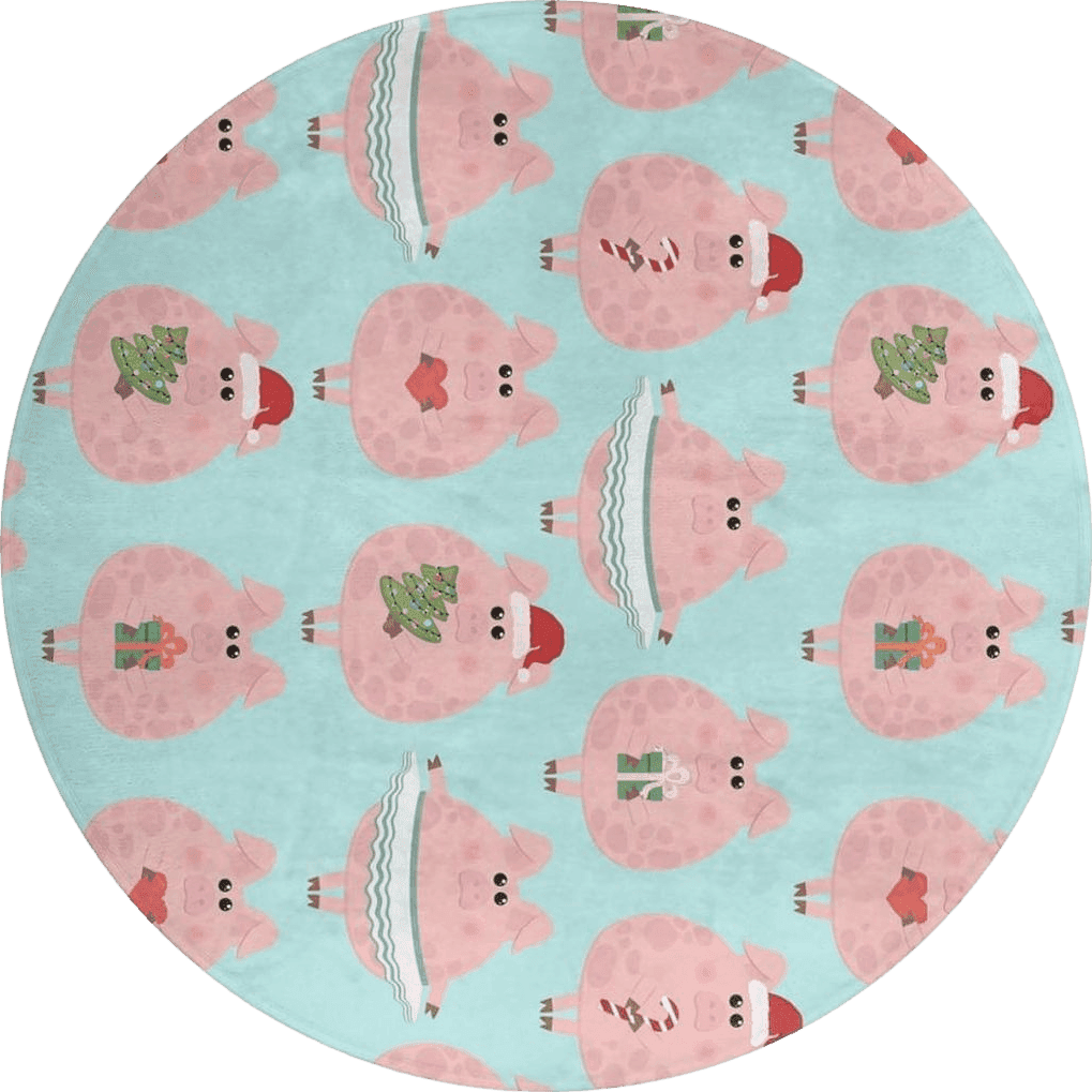 Christmas Pink NAWFIVE Christmas Funny Pig 3Ft Round Rug Non-Slip Xmas Pink Cute Soft Throw Area Rugs,Floor Carpet Mat for Bedroom Living Room Kitchen