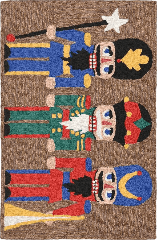 Outdoor Multicolor Liora Manne Front Porch Christmas Nutcracker Multi Indoor/Outdoor Rug, 2' X 3', Red