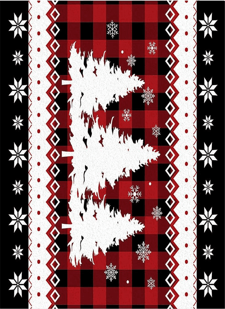 Area Rug, Red Buffalo Plaid Winter Snowflake Xmas Tree Merry Christmas Area Rug, Living Room Rugs, Area Rugs for Bedroom Decor&Living Room Decor, Carpet 2x3ft Bedroom Rug, Rugs for Living Room